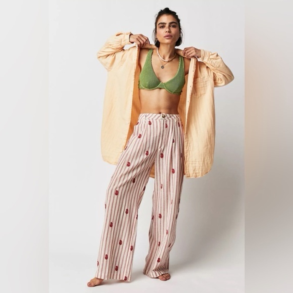 Maison Hotel Free People Margaux Trousers Red Stripe Size Small